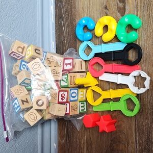 Wooden Alphabet Number Blocks Child Wrench Set Plastic Toys